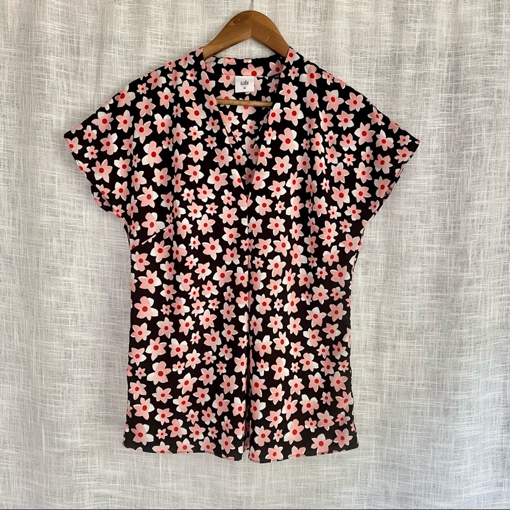 Cabi Floral Print Pleat Front Harmony Blouse